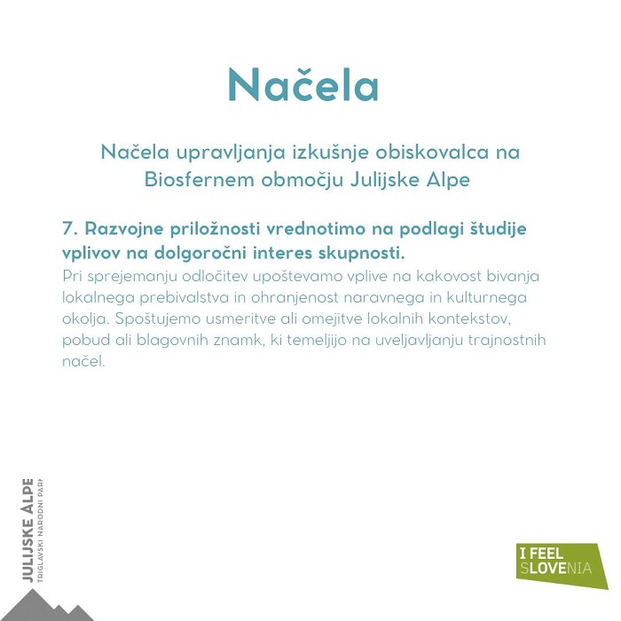 Z zavezo do uravnoteženega zadovoljstva prebivalcev, ohranjenih naravnih in kulturnih danosti ter navdušenja obiskovalcev