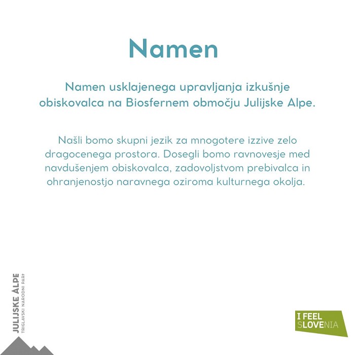 Z zavezo do uravnoteženega zadovoljstva prebivalcev, ohranjenih naravnih in kulturnih danosti ter navdušenja obiskovalcev