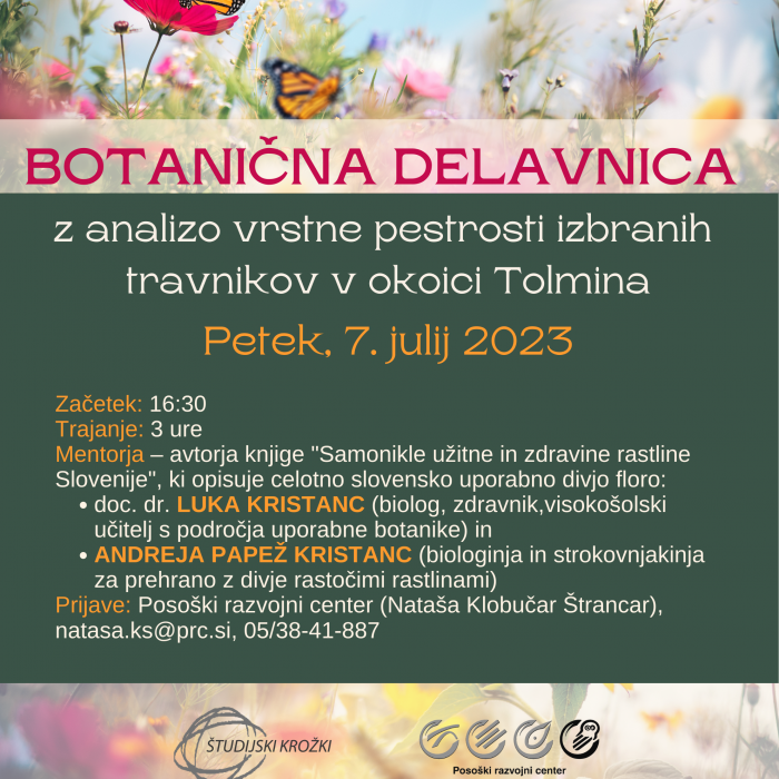 Delavnica uporabne travniške botanike z analizo vrstne sestave travnikov
