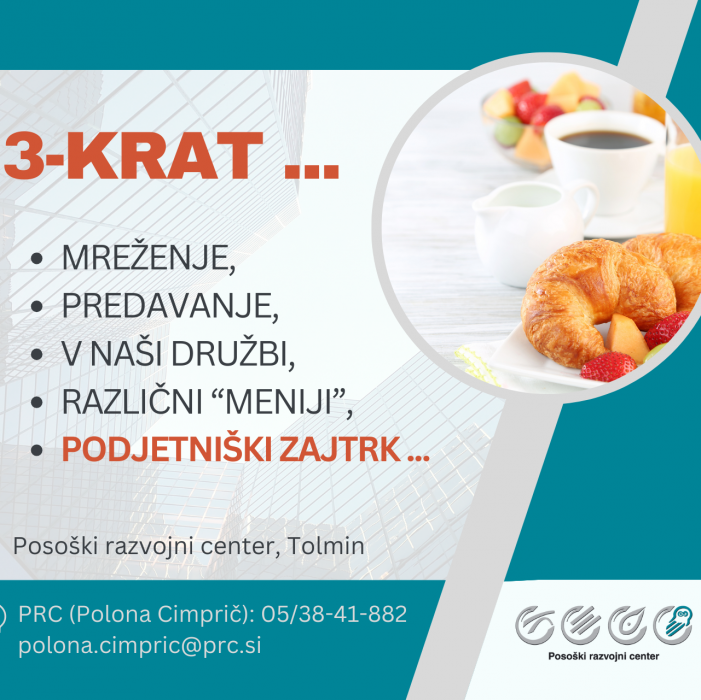 Podjetniški zajtrki na PRC - Povezovanje, informiranje, razvoj
