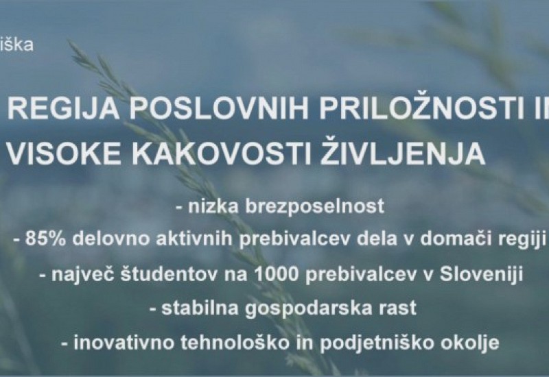 Regija poslovnih priložnosti in visoke kakovosti življenja